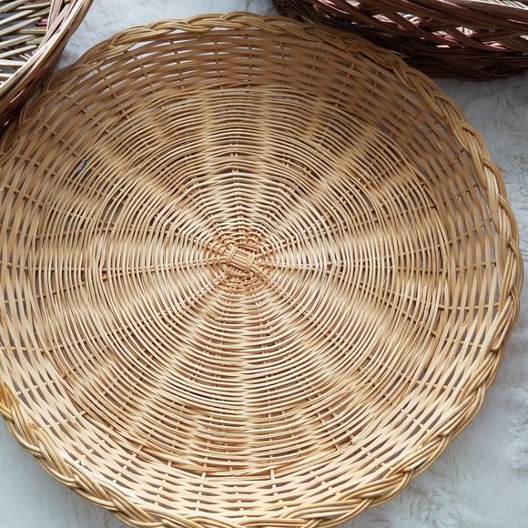 Vintage Woven Basket Lot Wicker Rattan Grass Boho - Picture 5 of 9